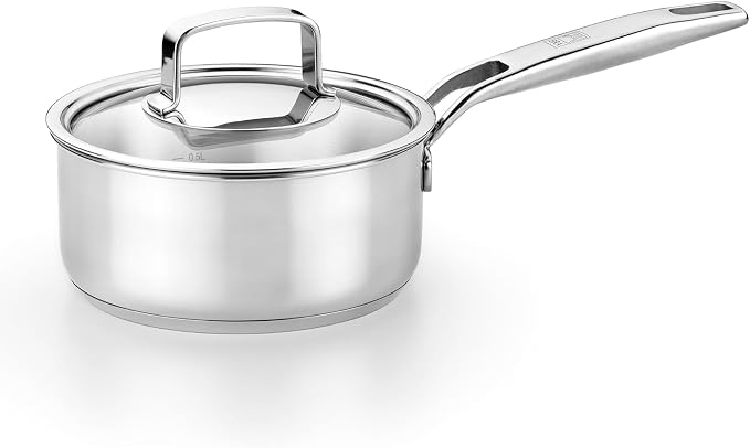 BRA COOKWARE Signature Stainless Steel Saucepan w/Lid | 7 Inches 1.4 Qt by BRACookware