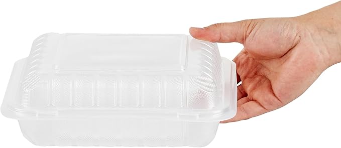Restaurantware 40 oz Square Frosted Plastic Clamshell Container, 100 Pack - Image 8