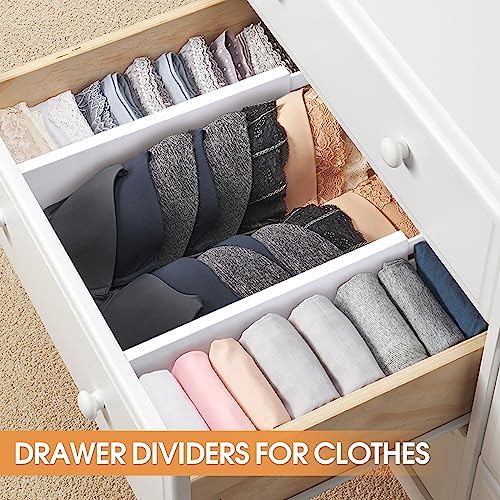 Bamboo Drawer Dividers, Adjustable Drawer Organizers, Fits 12.6–16" Drawers | 2.5" High, 4 Pack Expandable Drawer Separators for Kitchen, Nursery, Dressers & Office Storage, White - Image 5