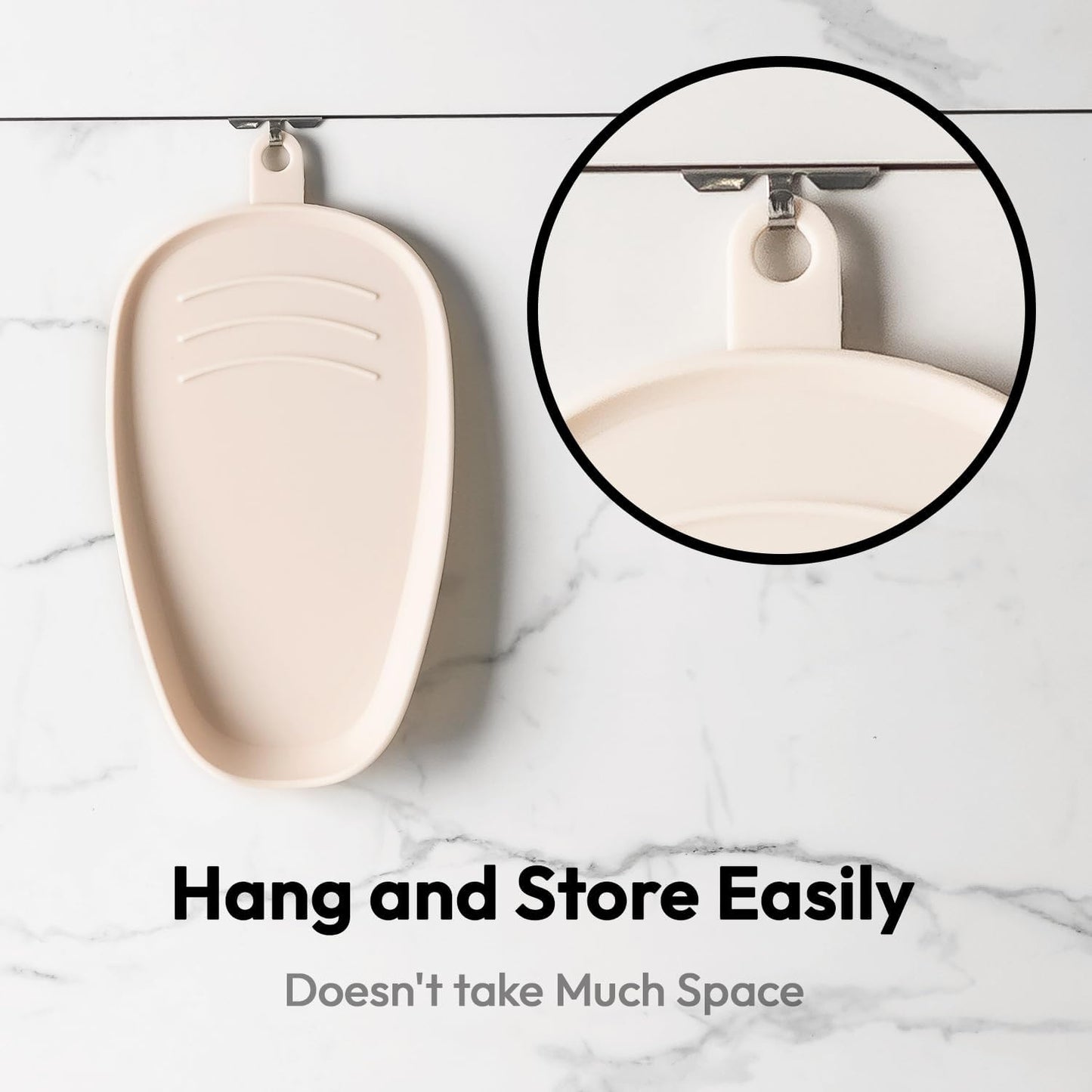 Carrotez Large Silicone Spoon Rest for Stove Top - Unbreakable Heat Resistant Silicone Utensil Rest for Kitchen Countertop - Oversized Wide Non-Scratch Spoon Holder for Camping - Ivory