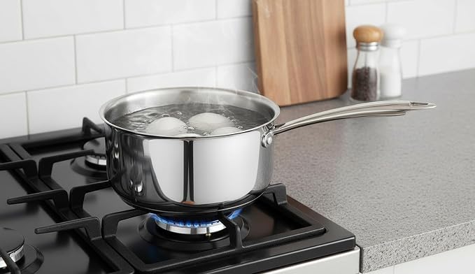 1.5 Quart Stainless Steel Saucepan with Lid, Tri-Ply Clad, No Coating PTFE & PFOA Free, Induction Compatible, Oven Safe to 500°F, Dishwasher Safe - Image 5
