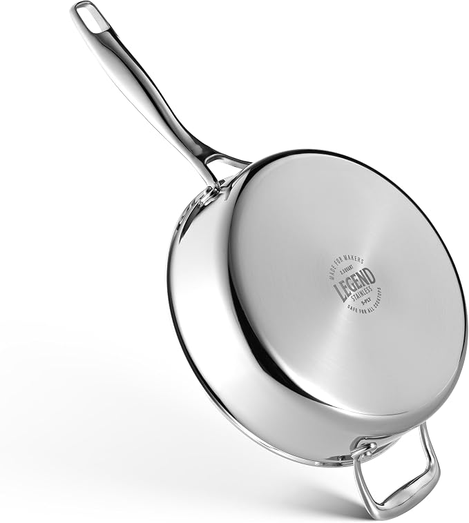 LEGEND COOKWARE 5-Ply Stainless Steel 3.5-Quart Saute Pan with Lid - Induction Compatible, Oven Safe 800°F - Non-Toxic, No Coatings - Even Heating, Won't Warp - Built to Last Generations - Image 8