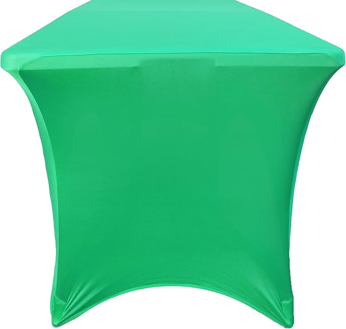 YOUR CHAIR COVERS - 8ft Rectangular Spandex Emerald Green Fitted Fabric Wedding Event Patio Decor Elastic Stretch Cloth for 8ft Folding Table - Image 3