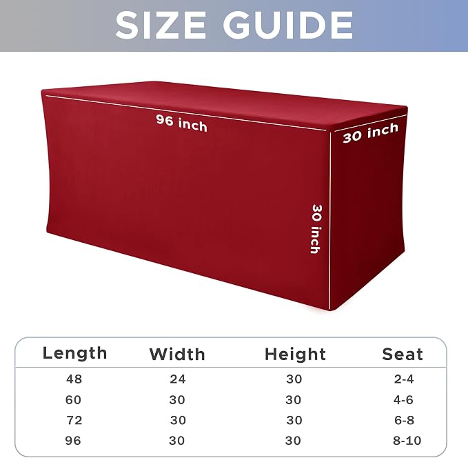 Rectangle Spandex Fitted Tablecloths For Vendor Booths 2 Pcs 96X30 Inch Red - Image 7