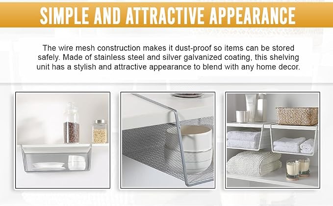 YBM Home Under Shelf Basket (12-Pack) Mesh Stainless Steel Storage Under Cabinet Hanging Basket Rack Maximize Space in Cabinets, Pantry Room, Bathroom, Laundry Room, and More, 1131 - Image 5