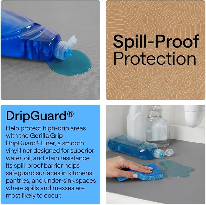 GORILLA GRIP Shelf Liner, Kitchen Drawer Protector, 12x240 Gray - Image 3