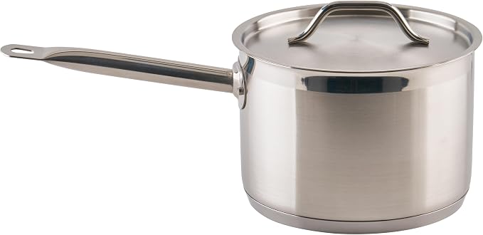 Winco 4 1/2 qt Heavy-Duty 4.5 qt Stainless Steel Sauce Pan with Cover by Winco
