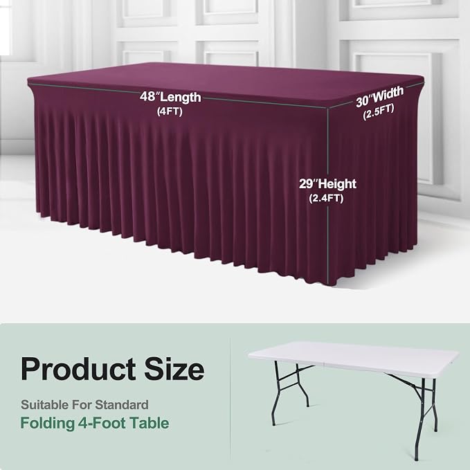 BDDC One-Piece Spandex Table Cloth Skirt for 4FT Rectangle Tables - Image 3
