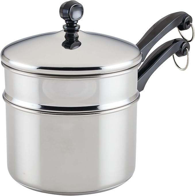 Farberware Classic Series Double Boiler and Saucepan with Lid, 2 Qt by Farberware