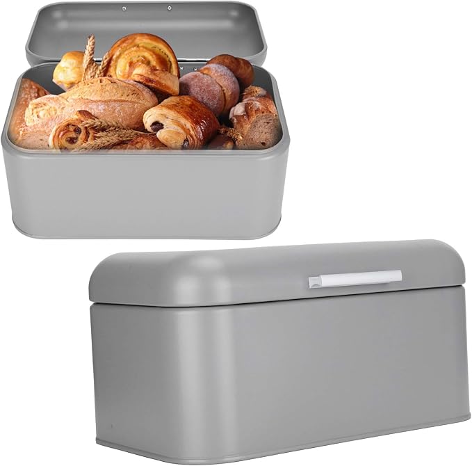 Large Bread Box,Iron Bread Box with Lid,Metal Bread Storage Bin,Bread Keeper Container,Bread Containers Storage,Modern Solid Color Retro Style,for Kitchen Counter - Image 8