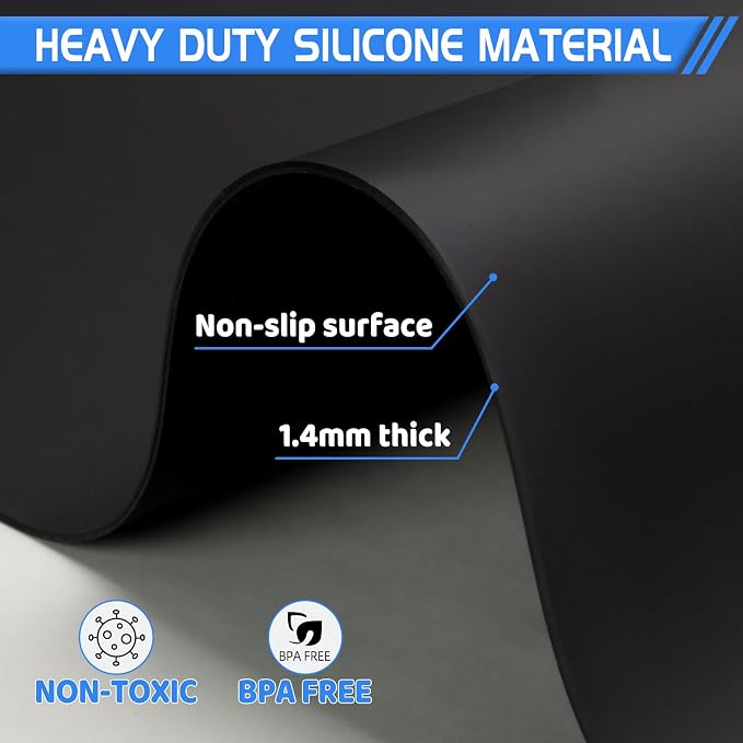 Warome Silicone Mat,36"x 23.6" Heat Resistant Mats for Countertop Protector,Nonstick Silicone Craft Mat/Placemats,Washable Silicone Mats for Kitchen Counter,No Creases Counter Mat-Black - Image 5