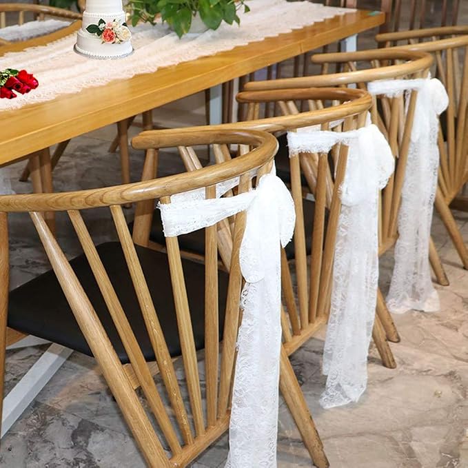 2 Pcs White Lace Table Runner 14 x 120 Inch Vintage Table Runner for Wedding Bridal Shower Baby Shower Party Table Decoration Rustic Rose Embroidered Boho Lace Runners - Image 6