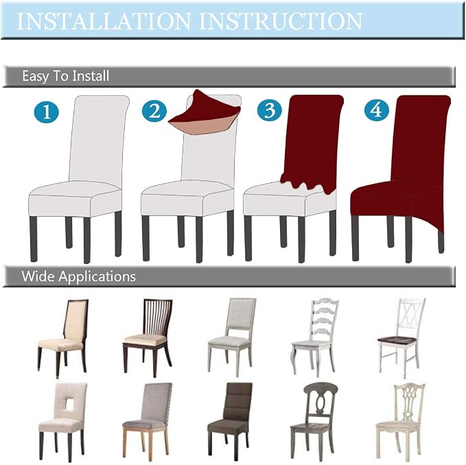 Velvet Plush XL Dining Chair Covers, Stretch Chaircover, Spandex High Chairs Protector Covers Seat Slipcover with Elastic Band for Dining Room,Wedding, Ceremony, Banquet (Light Grey, Set of 2) - Image 7