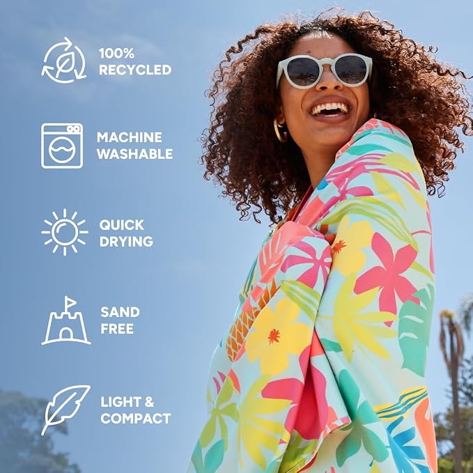 Dock & Bay Beach Towel - Quick Dry, Sand Free - Compact, Lightweight - 100% Recycled - Includes Bag - Aloha Glow - Extra Large (200x90cm, 78x35) - Image 2