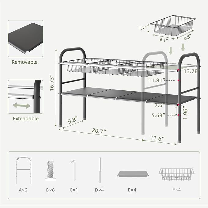 Under Sink Organizers and Storage,Expandable under cabinet organizer Shelf - Image 3