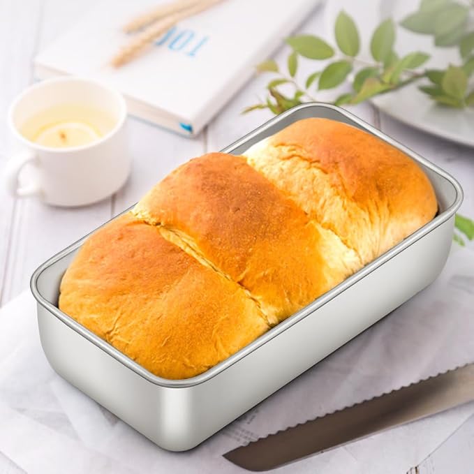E-far Stainless Steel Loaf Pan Set of 12, 9 x 5 Inch | Non-Toxic Bread Pan Tins for Baking Homemade Banana Cake Meatloaf Brownies, Healthy & Easy Release, Dishwasher Safe - Image 7