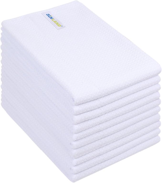 SINLAND Sublimation Blank Towels Waffle Kitchen Towel White 20x28 10 Pack by SINLAND