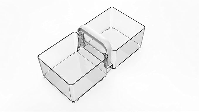 YBM Home 2-Compartment Condiment Caddy Tote and Bin with Handle Keeps Condiments, Spices, Sauces, and Dressings Organized, Great for Kitchen, Cabinet, Pantry, Countertop, and Cupboard - Clear, 2127 - Image 2