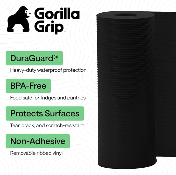 GORILLA GRIP Shelf Liner, Non-Adhesive Cabinet Liners, 20" x30' Jet Black - Image 2