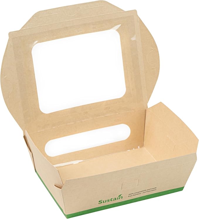 Restaurantware 28 oz Paper Bamboo Small Bio Take Out Container, 200 Pack - Image 18