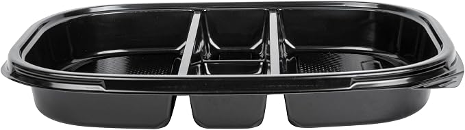 Restaurantware-Bento Tek 50.7 Ounce Meal Prep Containers, 50 Disposable To Go Food Boxes - Lids Sold Separately, 5 Compartments, Black Plastic Bento Lunch Boxes, Freezable, For Take Out - Image 8