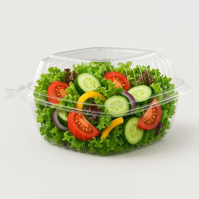 Durameg Clamshell Containers 5" Square Clear Hinged [400 Pack] Take-Out Plastic Salad Containers | To-Go Sandwich Containers [Size: 5 3/8" x 5 1/4" x 2 5/8"] - Image 9