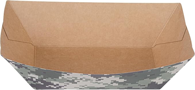Restaurantware-Bio Tek 1 Pound Food Trays, 200 Disposable Paper Food Trays - Heavy-Duty, Greaseproof, Camouflage Paper Food Boats, For Snacks, Appetizers, Or Treats, Use At Parties Or Carnivals - Image 13