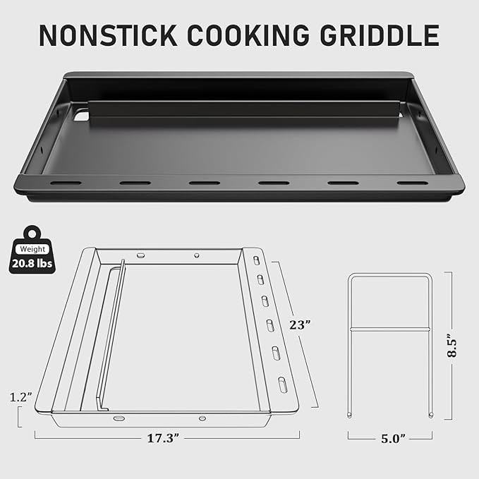 Utheer Ceramic Full-Size Griddle Insert for Weber Searwood 600/600 XL Grills and Large Spirit Series Grill, Spirit I&II 300 Series, for Weber 6787 7638– Nonstick, Easy Clean, Even Heat for Outdoor BBQ