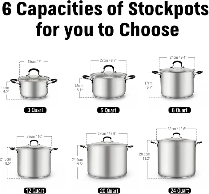 Cook N Home 8 Quart Stainless Steel Stock Pot with Lid - - Image 2
