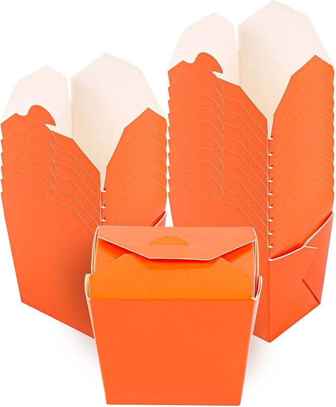 Restaurantware Chinese Take Out Boxes 200 Pack of 8 oz Grease-resistant Party Take Out Food Containers Disposable Stackable Asian Square Orange Paper To Go Boxes For Restaurants by Restaurantware