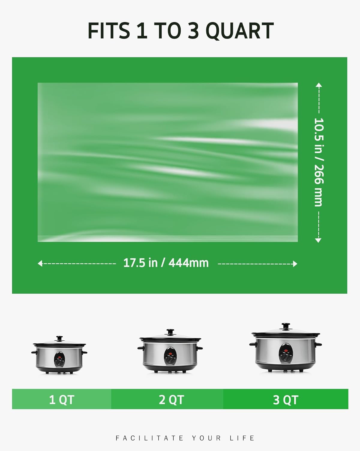 Syntus Slow Cooker Liners, 60 Count Cooking Bags Small Size Disposable Pot Liners Plastic Bags, Fit 1QT to 3QT for Slow Cooker Cooking Trays, 10.5"x 17.5", 60 Liners