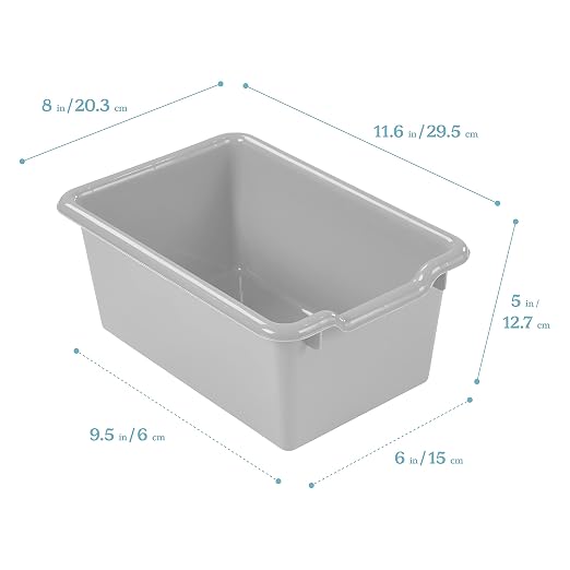 ECR4Kids Scoop Front Storage Bins, Multipurpose Organization, Contemporary, 10-Piece | Durable plastic, GREENGUARD Gold Certified, 1.2 gallon capacity, lightweight & nestable, built-in handle, classroom/home use - Image 2