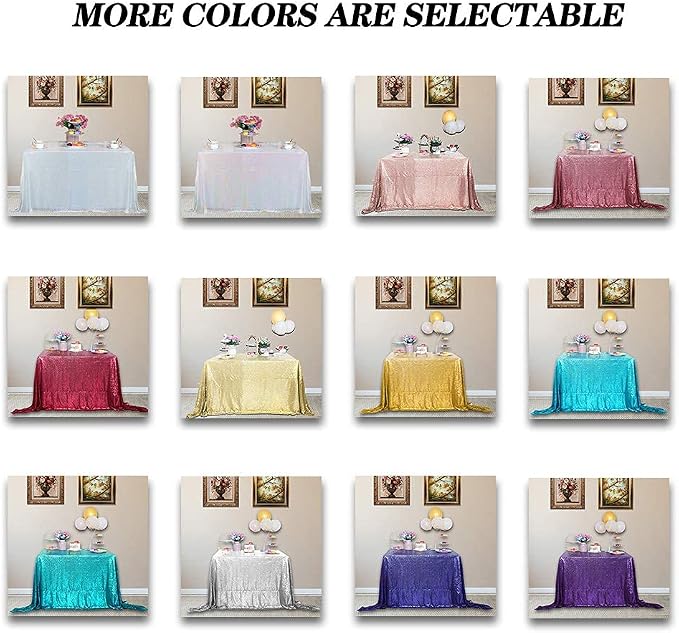JYFLZQ Champagne Sequin Tablecloth Glitter Table Cover 60''x102'' Rectangle - Image 8