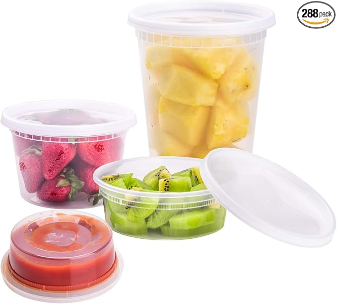 TashiBox [8 oz,16oz,32oz,48Sets,16Sets each size Plastic food storage containers with lids airtight,BPA Free,Microwave/Dishwasher/Freezer Safe (Pack of 6) by TashiBox