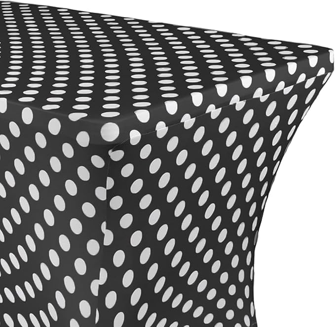 YOUR CHAIR COVERS Rectangular Spandex Table Covers 6ft Fitted Tablecloth Wedding Event Patio Decorations Elastic Fabric Stretch Tables Cover for 6 ft Folding Table (Black & White Polka Dot) - Image 4