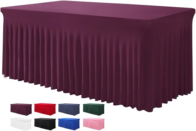 BDDC One-Piece Spandex Table Cloth Skirt for 6FT Rectangle Tables by BDDC