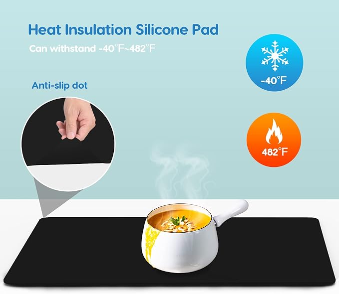 AECHY Extra Large Silicone Mat 35.3"x23.5"x0.08", Multipurpose Silicone Mat Thick Heat Resistant Mat Shipped Rolled Up Kitchen Counter Mat Waterproof Nonslip Silicone Mats for Kitchen Counter Black | Extra Large, Heat Resistant, Waterproof, Nonslip, Mu... - Image 4