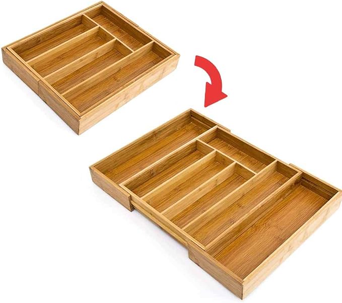 BAKAJI Drawer Cutlery Tray 33.5 x 29 x 5 cm Bamboo Naturale - Image 4