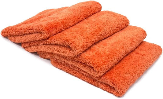 Autofiber Korean Plush Premium Edgeless Microfiber Detailing Towels (16"x16") 4-Pack (Orange) by Autofiber