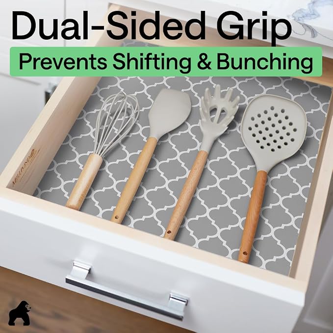 GORILLA GRIP Shelf Liner, Kitchen Drawer Protector, 12x120 White Gray - Image 4