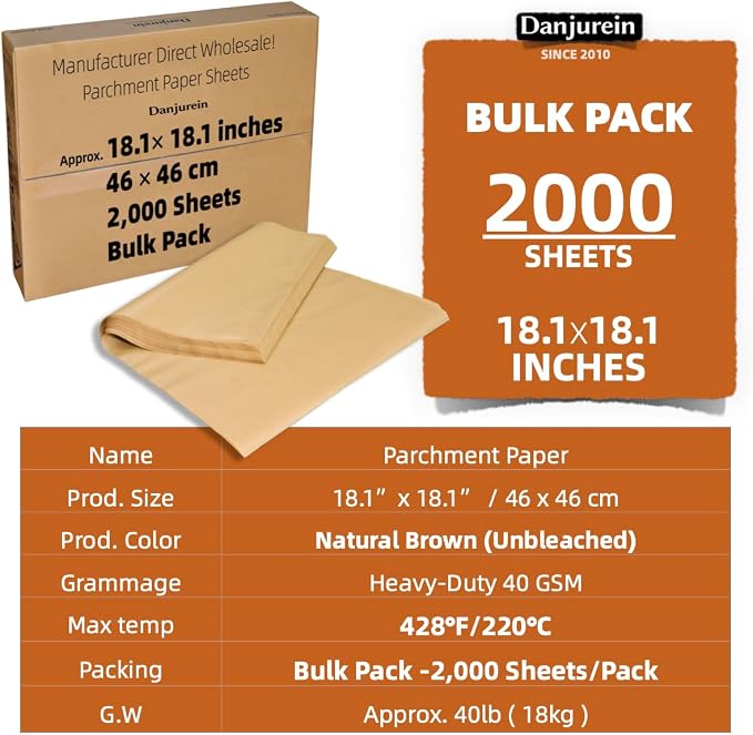 18x18 Parchment Paper - 2000 Bulk Sheets, Industrial Grade | Non-Stick 428°F Heat Resistant for Large Commercial Ovens, Bakery Lines & Bulk Roasting - Image 2