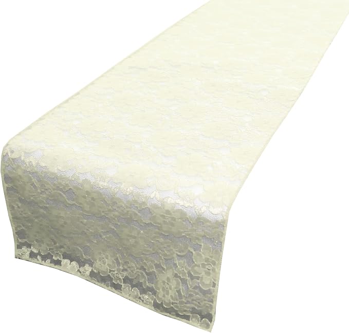 Zen Creative Designs 10 Pack Floral Lace Table Runner Sheer Lace Event Party Wedding Table Decor (12" by 90", Ivory) by ZenCreativeDesigns