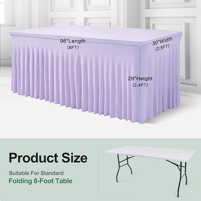 BDDC One-Piece Spandex Table Cloth Skirt for 8FT Rectangle Tables - Image 3