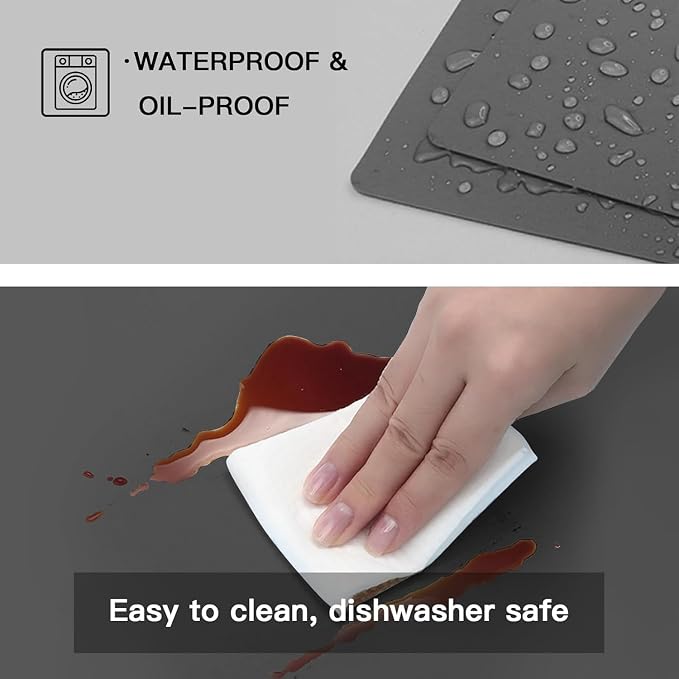 2MM Thick Silicone Countertop Mat, 23.6"x 23.6" Silicone Mats for Kitchen Counter, Nonslip Heat Resistant Mat, Large Kitchen Counter Mats, Waterproof Countertop Protector Light Gray - Image 3