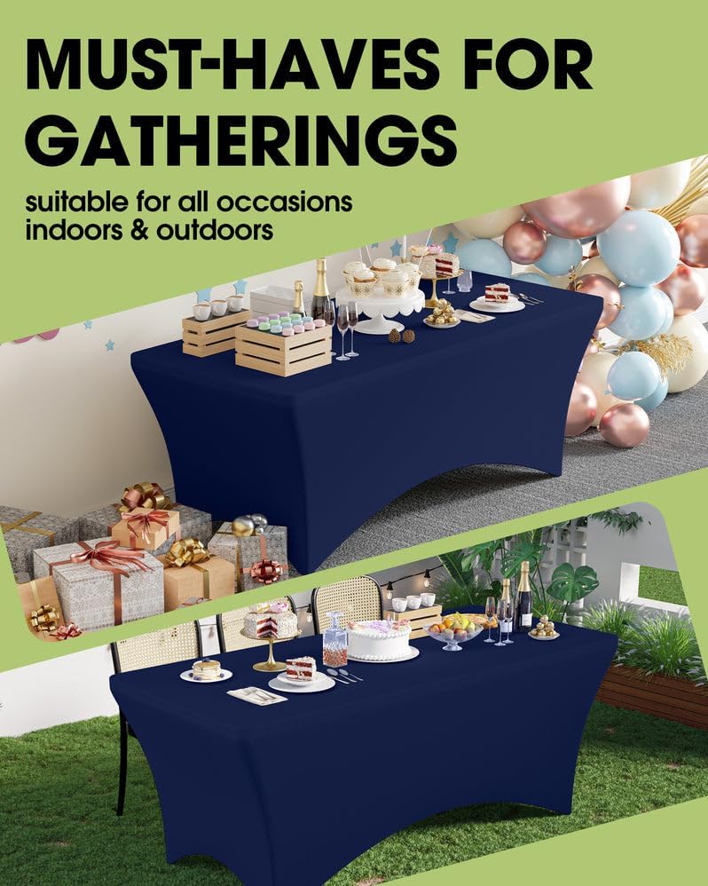 Pureegg Spandex Tablecloth 6ft 2 Pack Navy Blue - Image 3