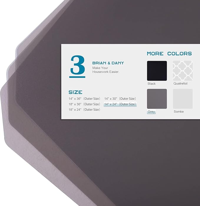 BRIAN & DANY Wire Shelf Liner 13.4" X 23.2", Heavy Duty Shelf Liners for Wire Shelving, Waterproof Protector Mats, Set of 3, Charcoal - Image 3