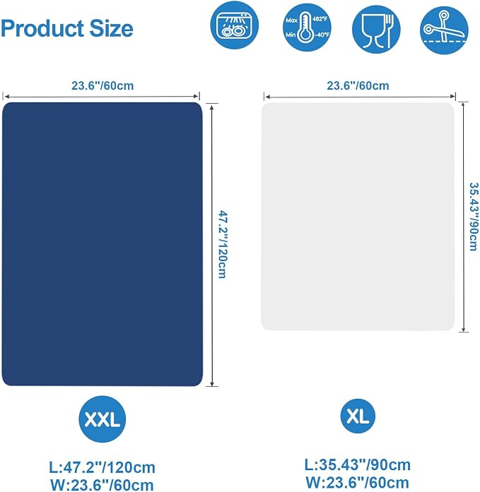 AECHY Silicone Mats for Kitchen Counter 47"x23.6"x0.08”, Largest Heat Resistant Mat Shipped Rolled Up Kitchen Island Silicone Countertop Protector Mat Nonslip Extra Large Counter Mat, Blue | Largest Size, Heat Resistant, Nonslip, Extra Large Countertop... - Image 3