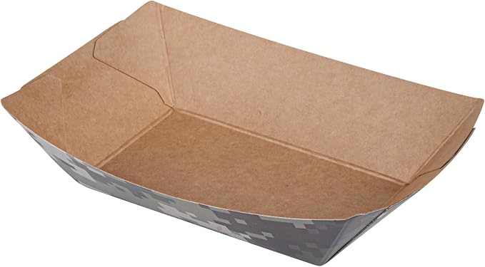 Restaurantware-Bio Tek 4 Ounce Paper Boats, 400 Disposable #25 Food Trays - PE Lining, Durable, Camouflage Print Paper Food Baskets, For Concession Stands, Picnics, or Fairs, Stackable - Image 10