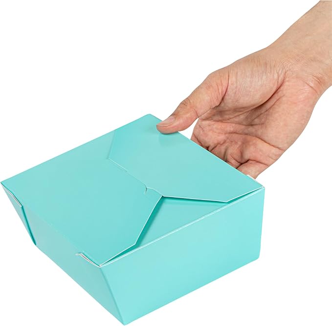Restaurantware Paper Food Box 50 Count 45 Oz Leakproof Paper Lunch Box Greaseproof Food Container Tab-Lock Design 6.73 x 5.5 x 2.6 Inches Turquoise - Image 14