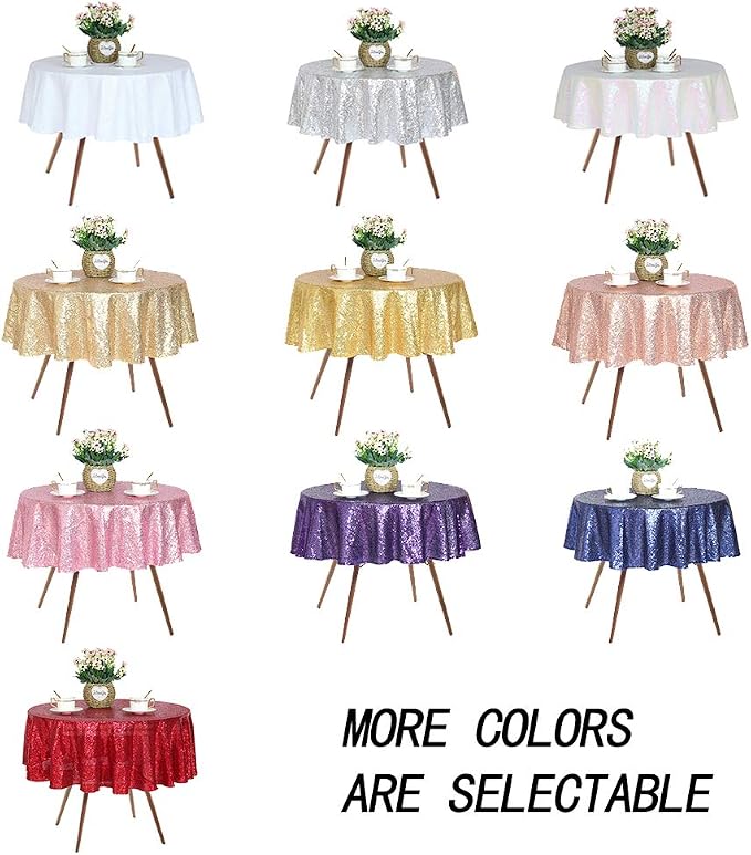JYFLZQ Pink Sequin Tablecloth, Glitter Party Table Cover 50 Inch Round - Image 8